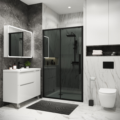 Душевая дверь Grossman Cosmo 100.K33.02.130.21.10 130х195 стекло тонированное профиль черный матовый - фото 3