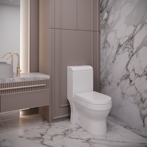 Унитаз-компакт напольный с бачком Stella Polar Кадис SP-00001859 белый с сиденьем микролифт душевой смыв - фото 2