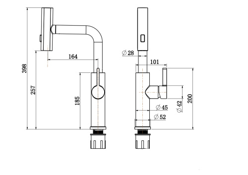 Смеситель для кухни  Tinos TI3732-18Grey на раковину/столешницу графит - фото 2