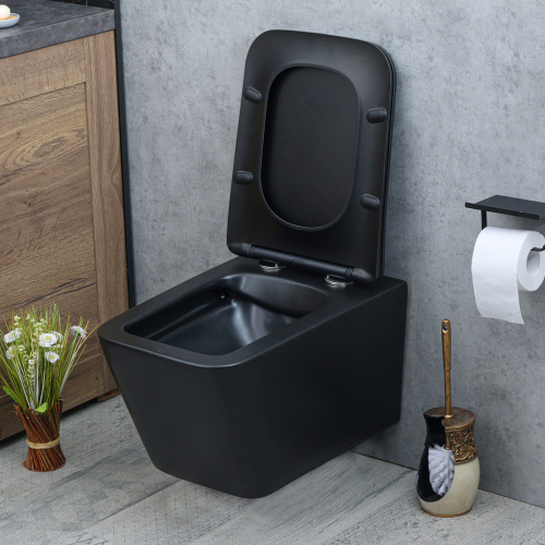 Унитаз подвесной Melana 310304MB черный с сиденьем микролифт безободковый - фото 3