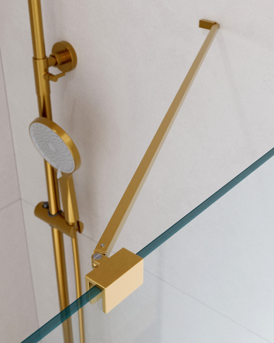 Душевой уголок Cezares SLIDER SLIDER-AH-1-80-80/90-C-BORO 80х80 стекло прозрачное профиль золото брашированное без поддона - фото 4