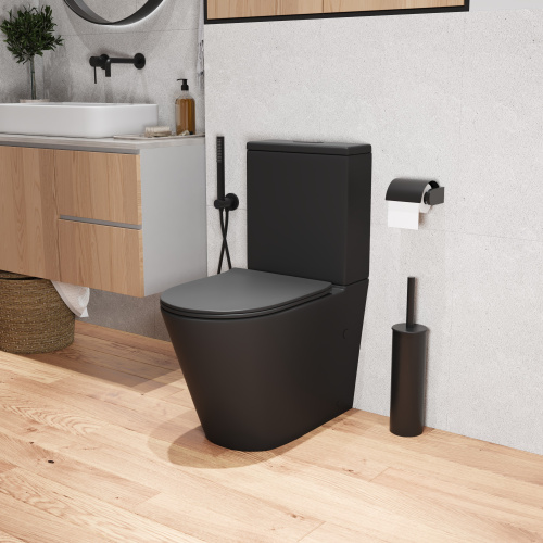 Унитаз напольный с бачком Grossman GR-4458BMS черный матовый с сиденьем микролифт безободковый каскадный смыв - фото 5