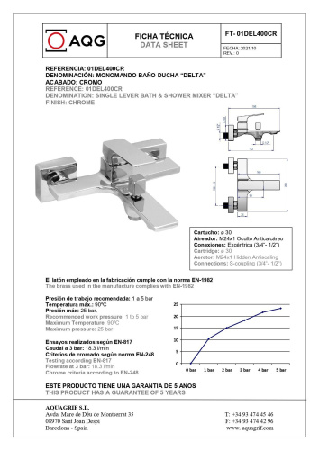 Смеситель для душа AQG Delta 01DEL419CR настенный хром - фото 2