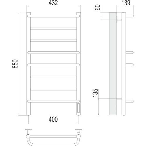Полотенцесушитель Terminus 4670078531285 43х85 электрический хром - фото 3