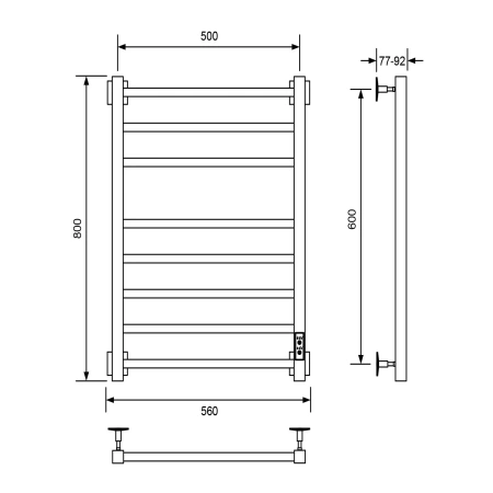 Полотенцесушитель электрический Veconi Barro-B B8050B-B 50х80 черный