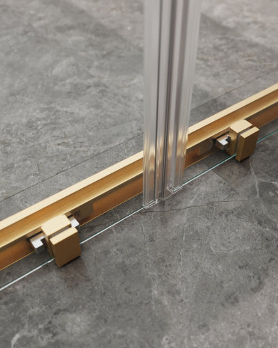 Душевая дверь Cezares MOLVENO MOLVENO-BF-2-170-C-BORO-IV 170х195 стекло прозрачное профиль золото брашированное - фото 4