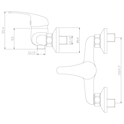 Смеситель для душа Rossinka Y Y35-41 настенный хром - фото 2