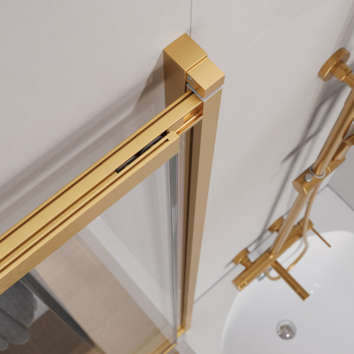 Душевая шторка на ванну Cezares SLIDER SLIDER-VF-11-90/150-C-BORO 90х150 стекло прозрачное профиль золото брашированное ориентация универсальная - фото 5