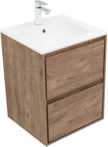 Тумба под раковину Aquanet Милан 00336376 50х45х64 подвесная цвет темное дерево - фото 3