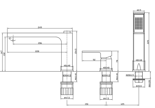 Смеситель BelBagno ROMANO ROM-BVD-CRM на борт ванны хром - фото 2