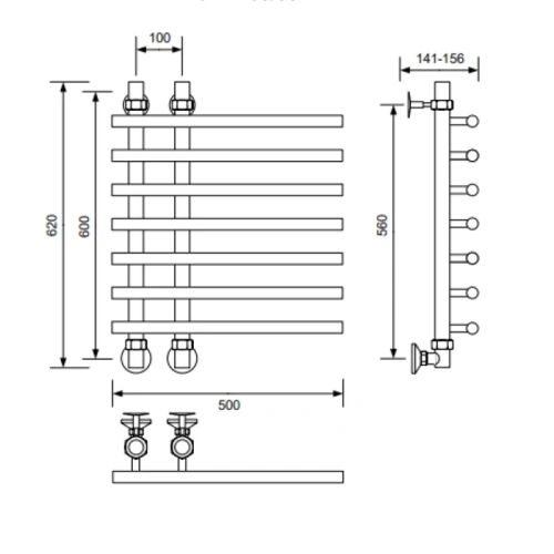 Полотенцесушитель Veconi Tufo T601050B 50х60 водяной черный - фото 3