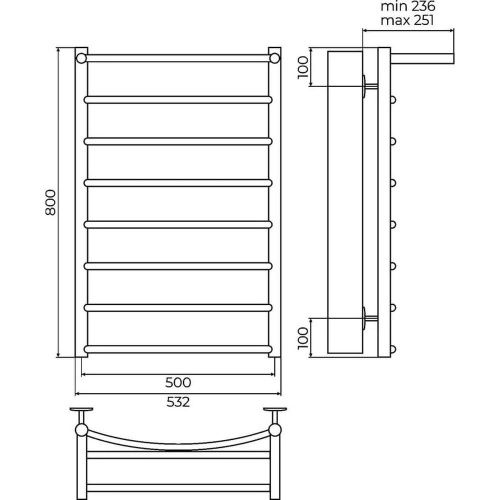 Полотенцесушитель Terminus 4670078554604 53х80 водяной хром - фото 3
