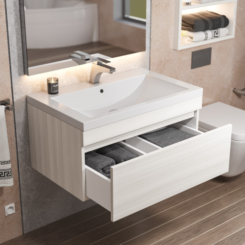 Тумба с раковиной Uperwood Eva 3930313470 74х48х35 цвет белый - фото 3