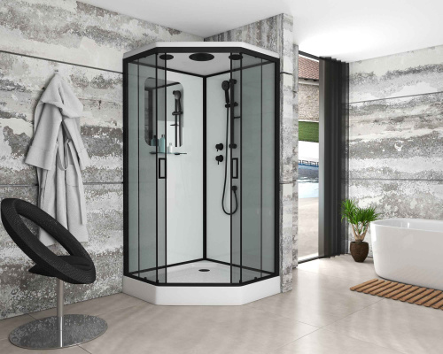 Душевая кабина Niagara Premium 69020134DBLACK 100х100 трапеция с крышей ориентация универсальная - фото 2