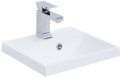 Раковина из литьевого мрамора Aquanet Нота NEW 00204094 40х35 полувстраиваемая цвет белый 1 отверстие под смеситель - фото 4