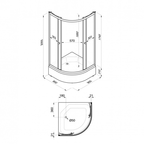 Душевой уголок Тритон Стандарт Щ0000061811 90х90 стекло прозраное с рисунком профиль белый с поддоном - фото 2