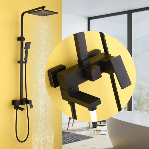 Душевая стойка ABBER AF8216B настенная цвет черный матовый - фото 3