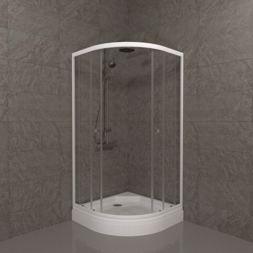 Душевой уголок Тритон Ультра Щ0000061806 90х90 стекло прозрачное профиль белый с поддоном - фото 2