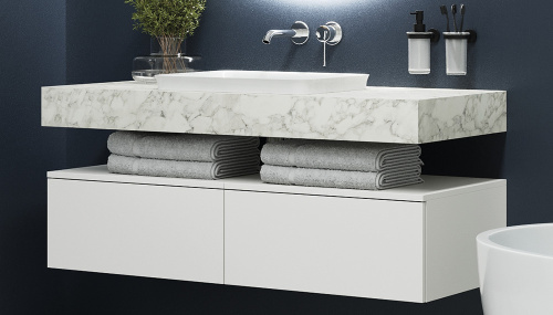 Столешница Velvex UNIT st.UNI.120-630 120х50х11 подвесная цвет белый мрамор - фото 3