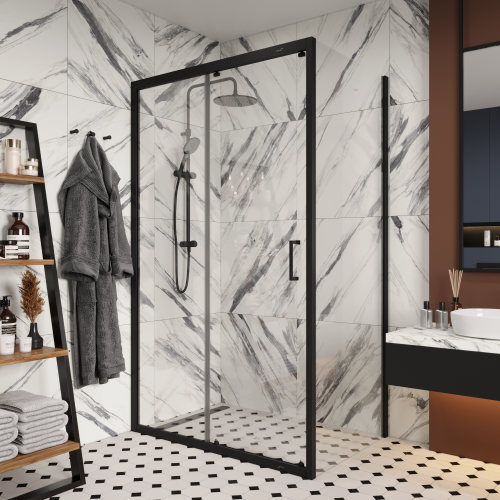 Душевой уголок Cerutti SPA GLORIA120B 80х120 стекло прозрачное профиль черный без поддона - фото 4