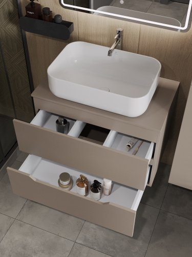 Тумба с раковиной Orange Line Li-80TuLMDF+B03-600W 81х46х68 цвет бежевый - фото 4