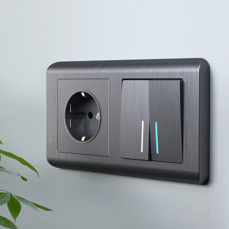 Выключатель двухклавишный Werkel Графит рифленый 4690389158476