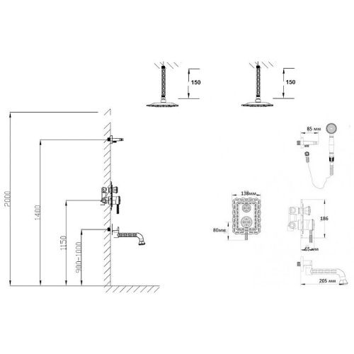 Душевая система Bronze de Luxe 10137/1DF встраиваемая в стену цвет бронза - фото 3