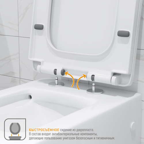 Унитаз напольный с бачком Grossman Retro GR-4492BMS черный матовый с сиденьем безободковый каскадный смыв - фото 4