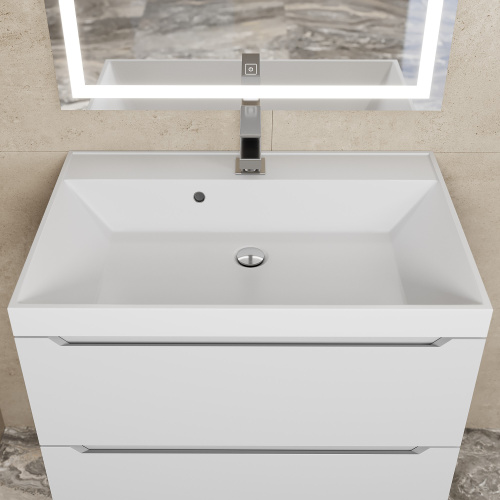 Раковина из литьевого мрамора Uperwood Classic 291020336 70х45 полувстраиваемая цвет белый глянцевый - фото 5