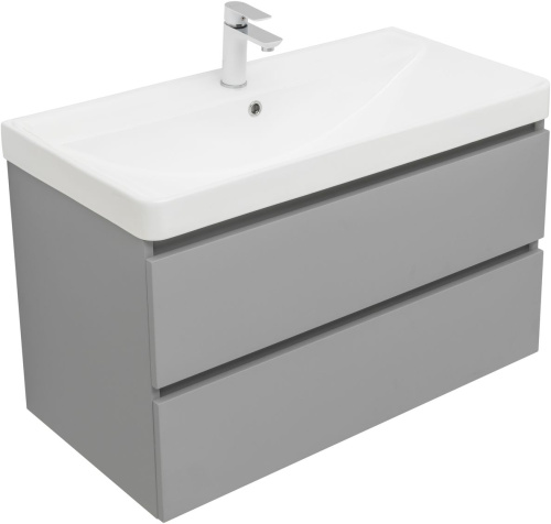 Тумба под раковину Aquanet Вега 2.0 00337962 89х46х50 подвесная цвет зеленый/серый - фото 3