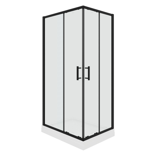 Душевой уголок Parly ZQ121B 120х80 стекло прозрачное профиль черный с поддоном