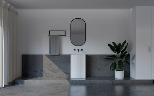 Раковина из искусственного камня Abber STEIN AS2503-H 50х40 напольная цвет белый матовый без отверстий под смеситель - фото 4