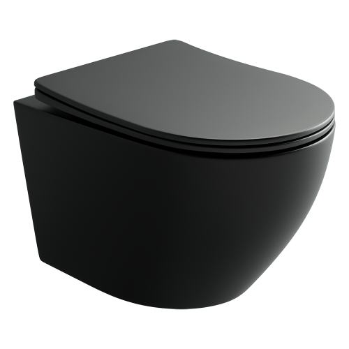 Унитаз подвесной Ceramica Nova UNO CN11001MB черный матовый с сиденьем микролифт безободковый душевой смыв - фото 2