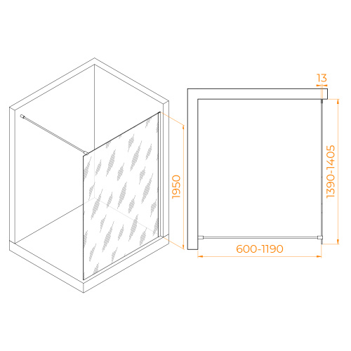 Душевая перегородка RGW Walk In 351001014-14 140х195 стекло прозрачное профиль черный - фото 2