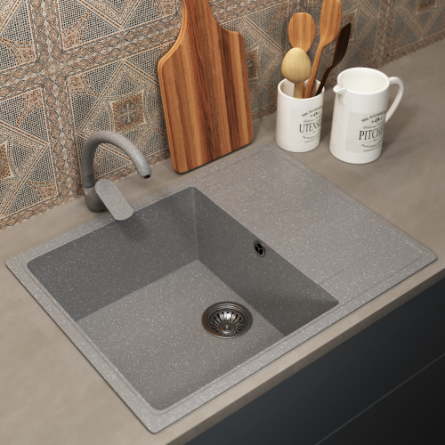 Кухонная мойка Uperwood ECON UPD-202 4010202106 65х50 цвет светло-серый - фото 2