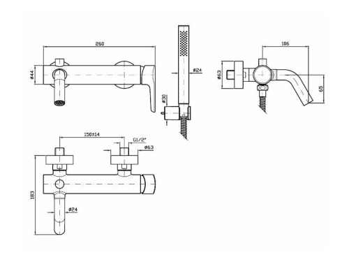 Смеситель для ванны ZUCCHETTI ZMM521 настенный хром - фото 3