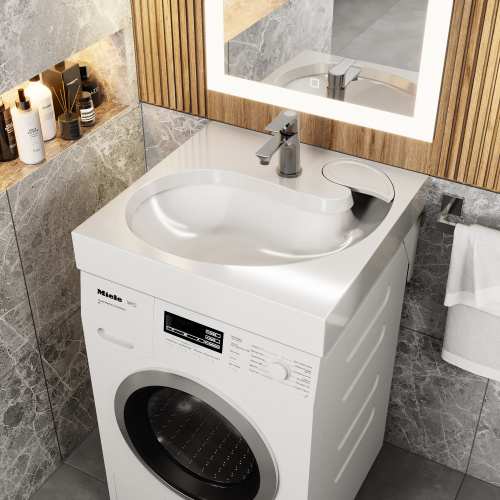Раковина из литьевого мрамора Uperwood Comforty 291021038 60х60 над стиральной машиной цвет белый - фото 3