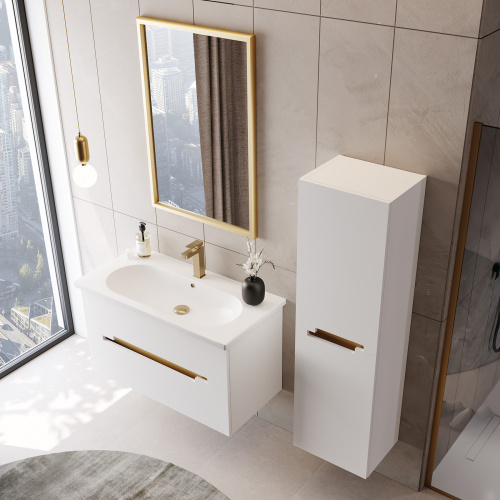 Тумба с раковиной Orka Lodi 5005880 65х50х57 цвет белый/золото - фото 4