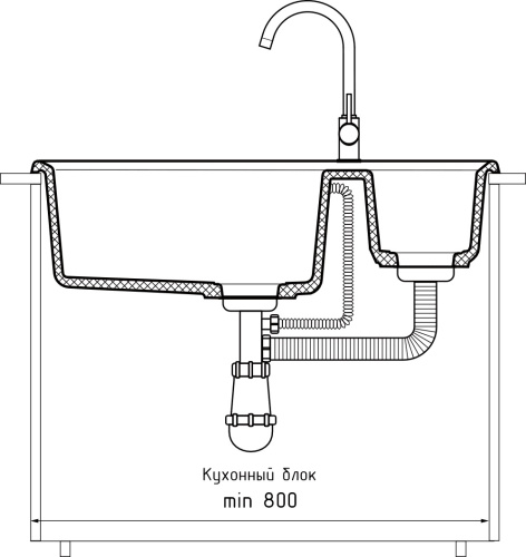 Кухонная мойка Granfest Level LV-760K черный 76х50 цвет черный поверхность матовая - фото 4