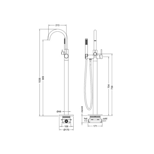 Смеситель для ванны и душа Timo Saona 2310/18Y-CR напольный черное золото - фото 2