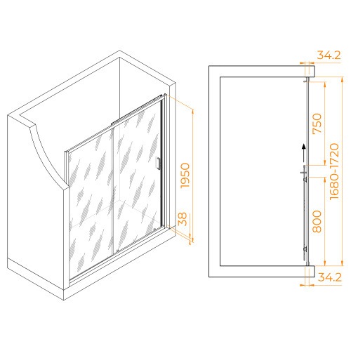 Душевая дверь RGW Passage 41081417-110 170х195 стекло прозрачное профиль сатин - фото 2