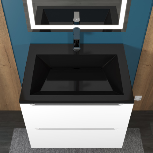 Раковина из искусственного мрамора Uperwood Olivia ROlivia60bg 60х45 полувстраиваемая цвет черный глянцевый - фото 3