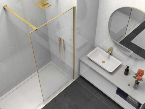 Душевая перегородка Vincea Walk in HS VSW-1HS900CLG 90х200 стекло прозрачное профиль золото брашированное - фото 3