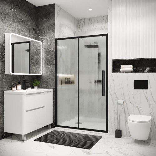 Душевая дверь Grossman Cosmo 100.K33.02.130.21.02 130х195 стекло текстурное профиль черный матовый - фото 3