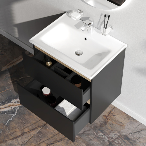 Тумба под раковину Am.Pm X-Joy M85AFHX0652BM 63х45х60 подвесная цвет черный - фото 4