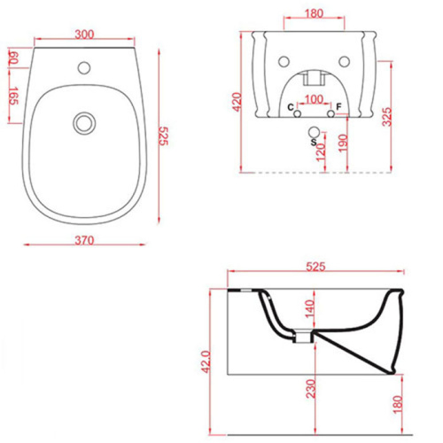 Биде Artceram AZULEY AZB001 03 00 nero*1 подвесное - фото 2