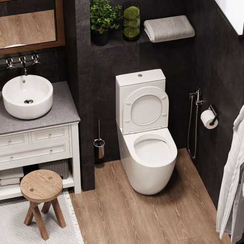 Унитаз напольный с бачком Cerutti SPA CT8709 белый с сиденьем микролифт безободковый каскадный смыв - фото 5