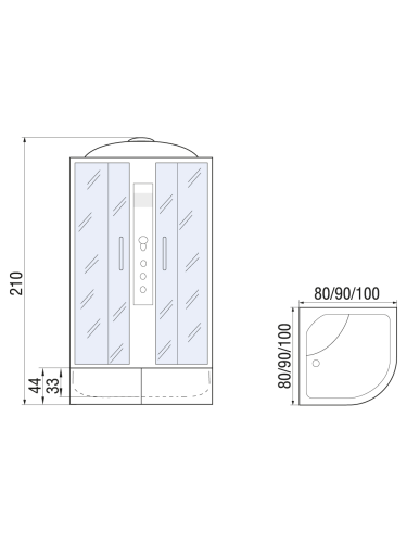 Душевая кабина River DUNAY 100/44 MT (10000001455) 100х100 четверть круга с крышей ориентация универсальная - фото 2