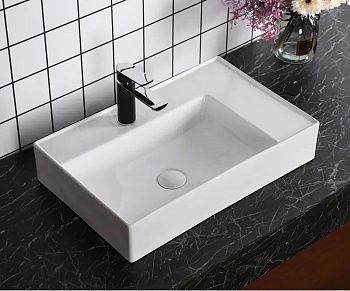 Раковина из сантехнического фарфора Cerutti SPA CR0017 60х40 накладная цвет белый без отверстий под смеситель