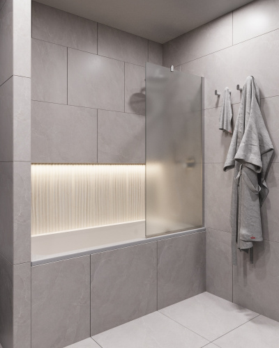 Шторка для ванны Timo T16 60х140 стекло матовое профиль хром ориентация универсальная - фото 2